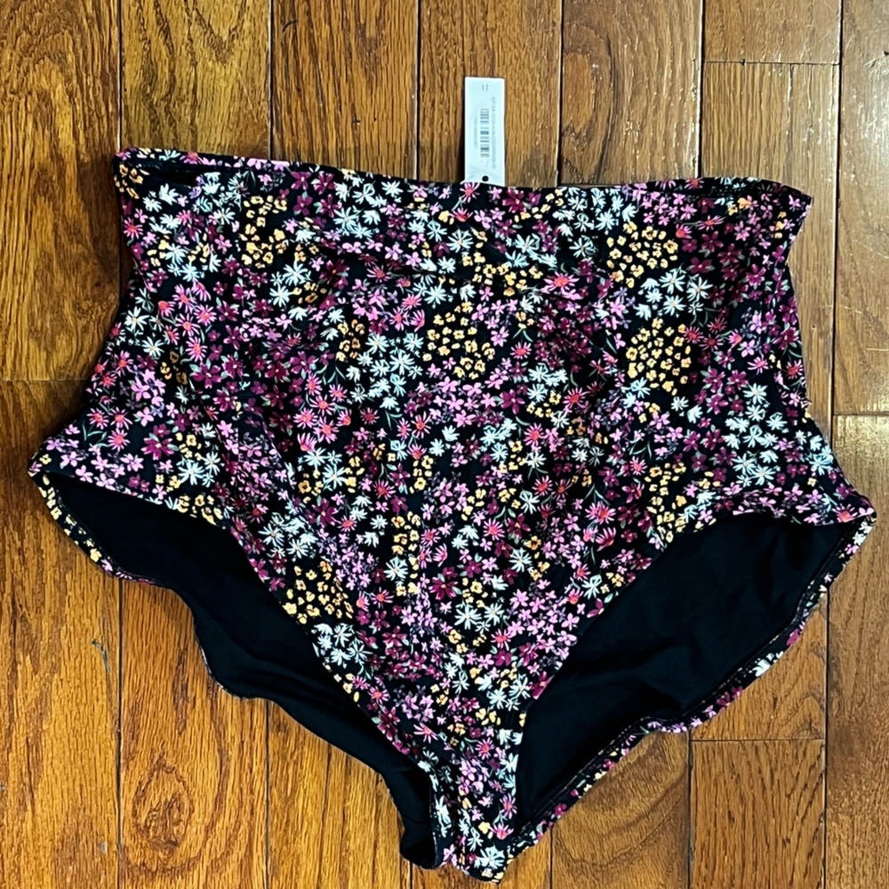 Adore Me Floral High Waist Bikini Bottoms Women’s 2X NWT Black Print